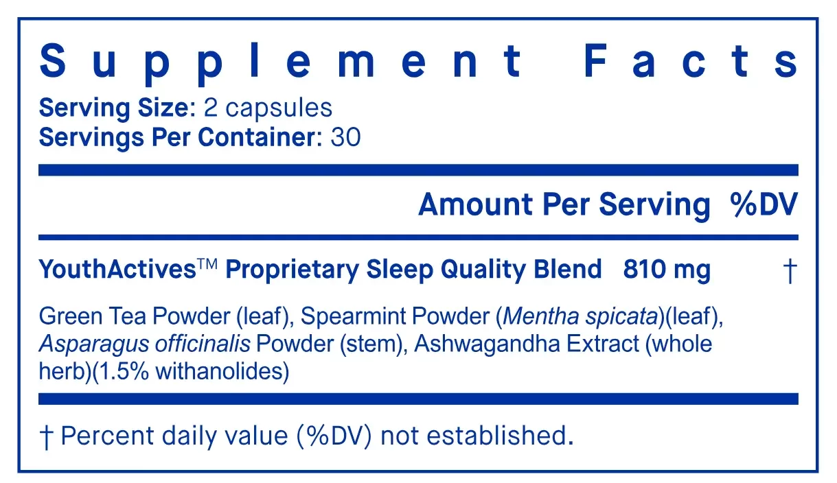 Youthful Sleep Supplement Facts